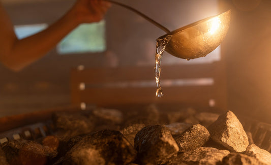 Water to be poured over the sauna stones.