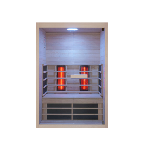 Venus Vital infrared sauna in hemlock with digital control.