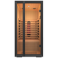 Onni infrared sauna with glass doors.