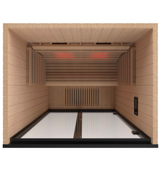 Onni infrared sauna with glass door.