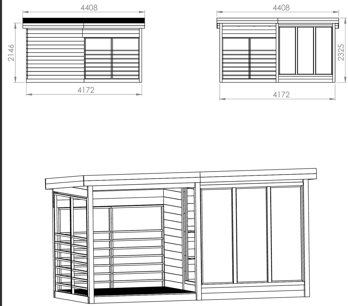 Sauna Saunamo Deluxe Terrace with glazed façade and covered terrace.