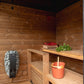 Nordic Dawn outdoor sauna in a cozy wooden setting.