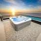 Hydra 200 Jacuzzi on a terrace overlooking the ocean.