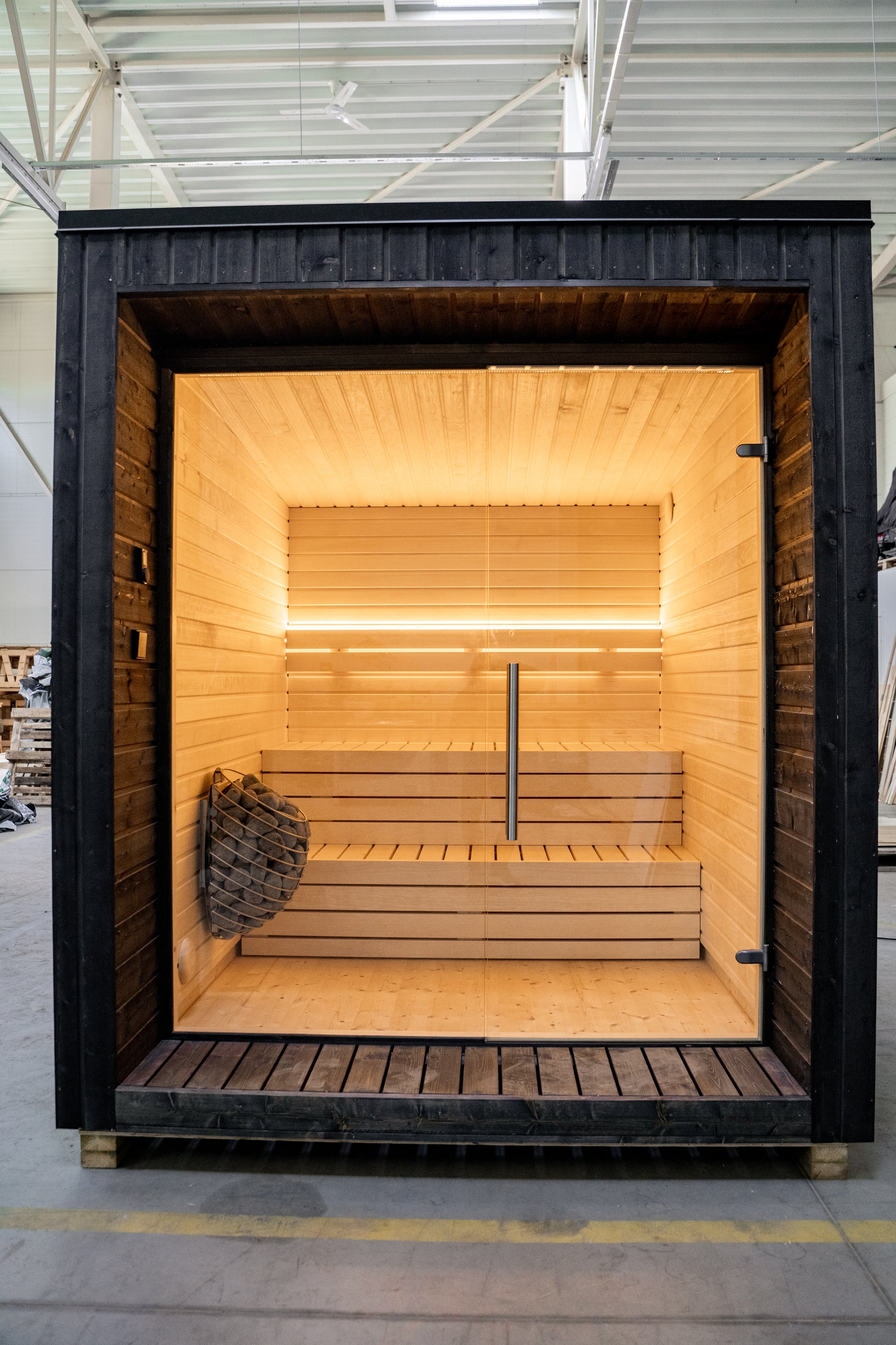 LUMI wooden sauna, minimalist Nordic design.