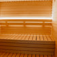 Wooden bench in the outdoor sauna Saunamo Lumi.