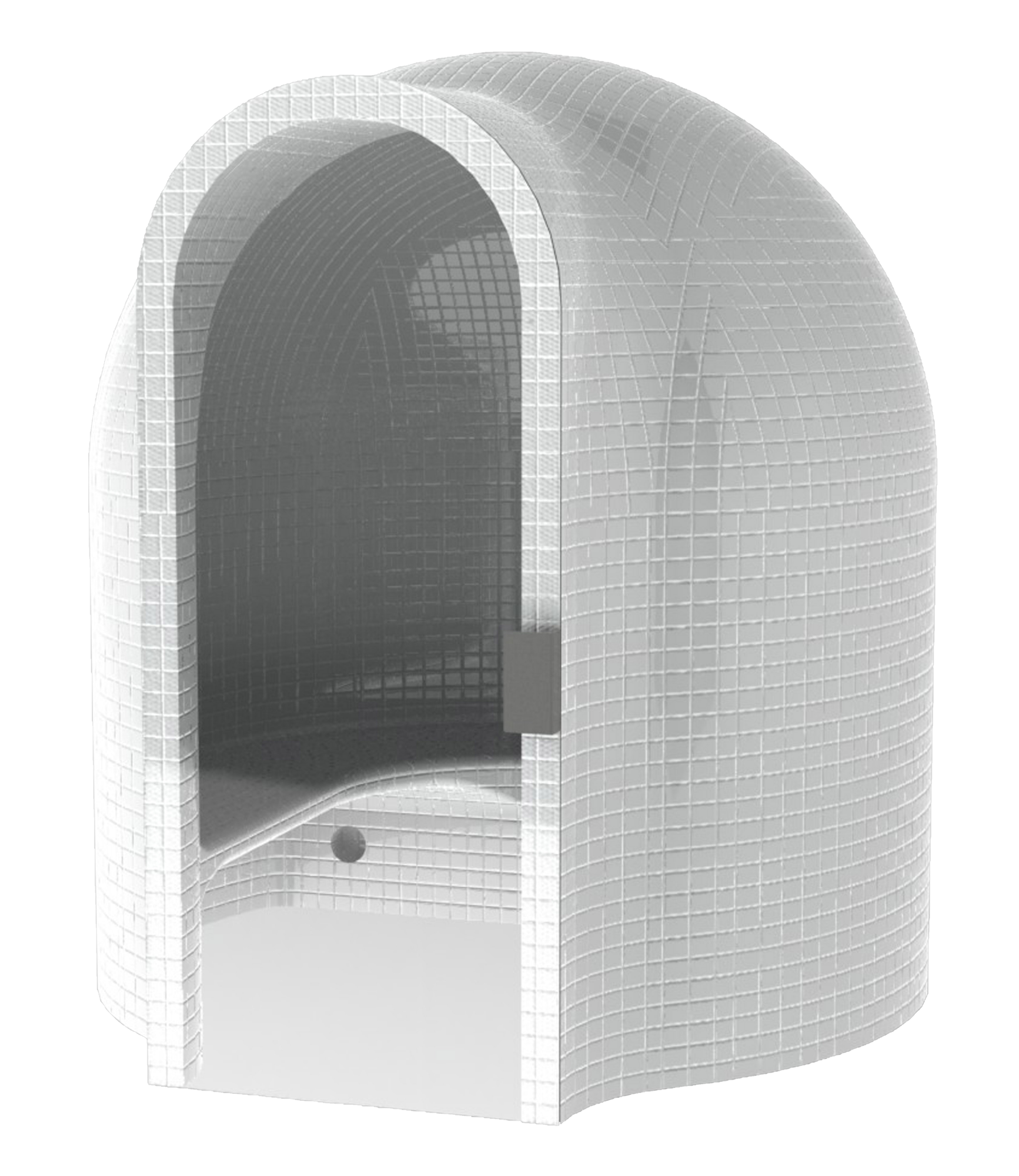 Cupola Turkish bath with door and modular structure.