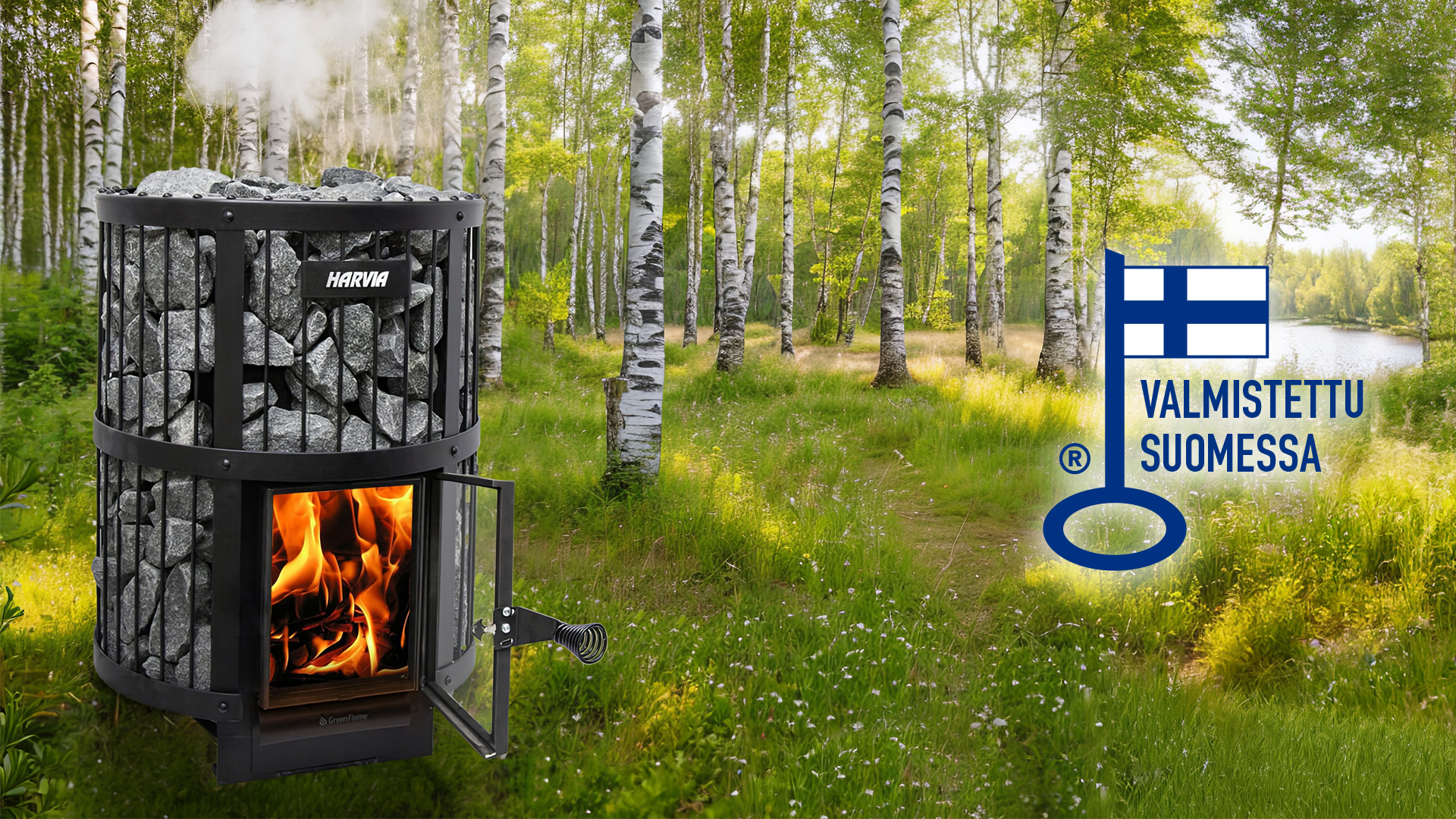 Wood heater - Harvia Legend 240 in forest.