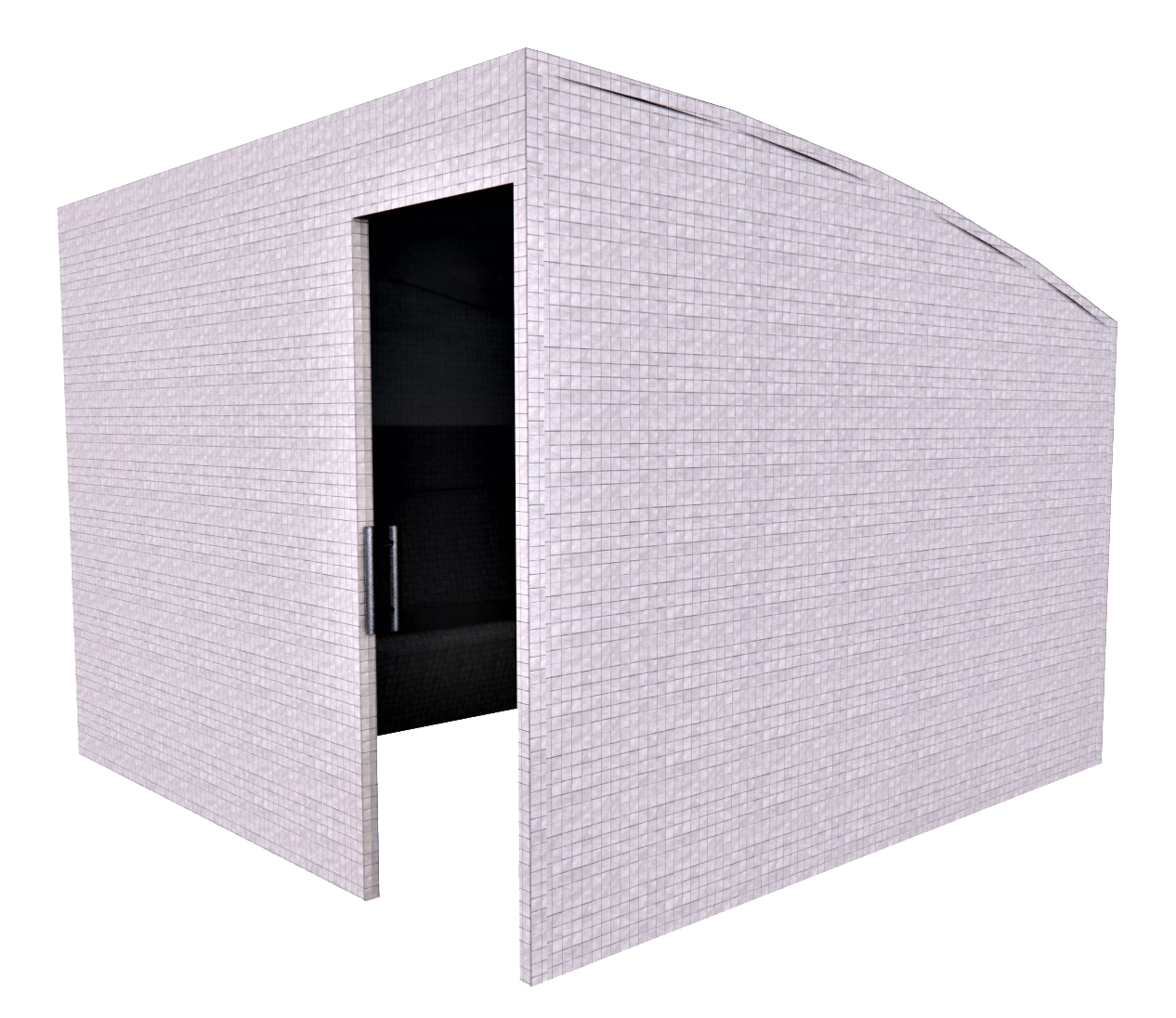 Basic 300 Turkish bath, lightweight construction and open door.