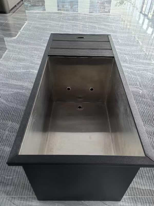 Cold Plunge Steel bathtub with sturdy lid.