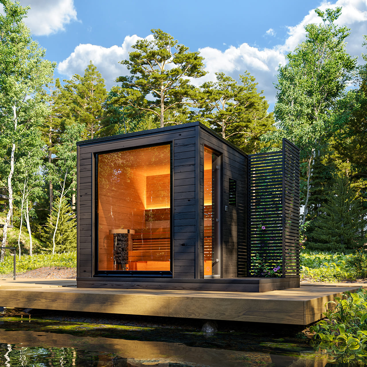 KUUT Electric Sauna - Premium M in a natural environment.