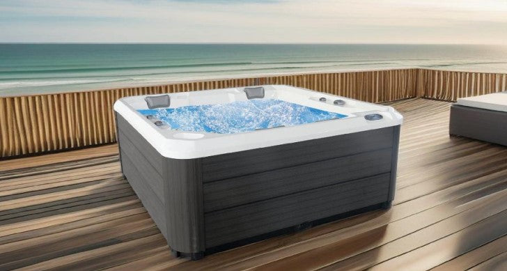 Hydra 215 outdoor Jacuzzi on a deck.