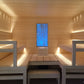 Cariitti Linear LED 2m installed in sauna with wooden benches.