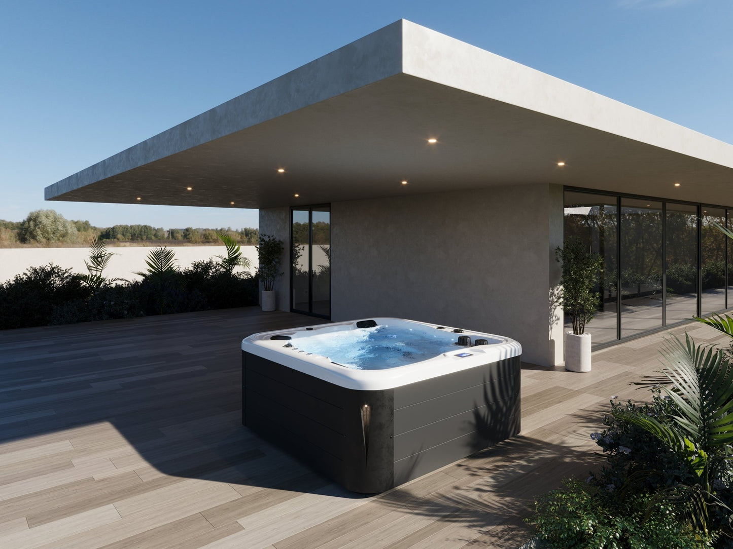 Outdoor Double 520 hot tub on a deck.
