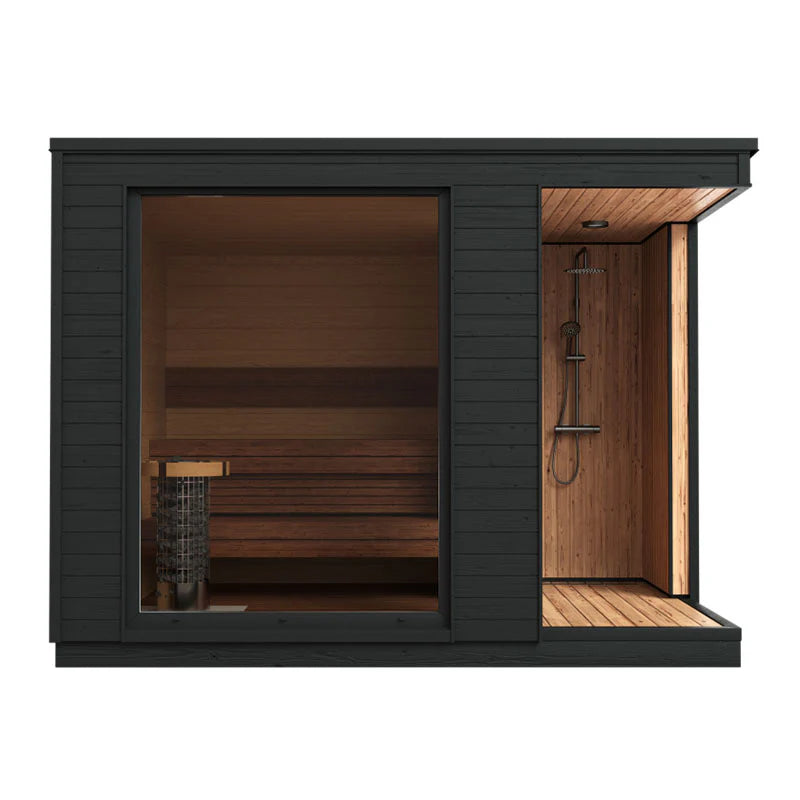 KUUT Outdoor Electric Sauna L with Shower, luxury and comfort.