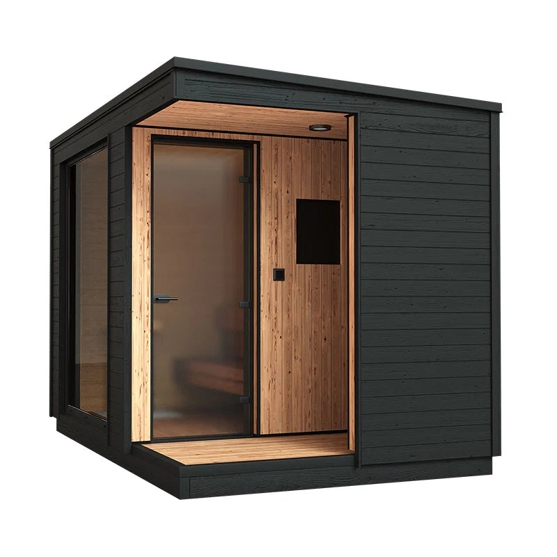 KUUT Outdoor Electric Sauna L with Shower with glass door.