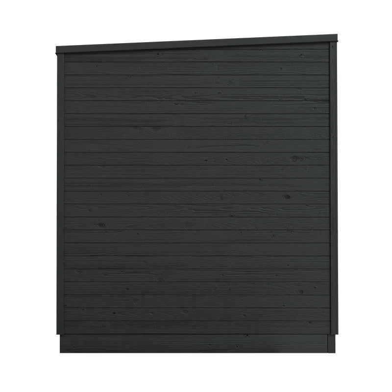 KUUT Electric Sauna - Premium M in black wooden wall.