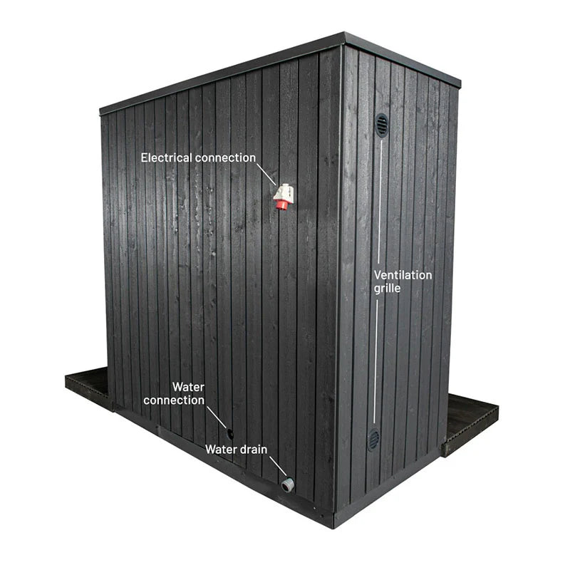 KUUT - Outdoor steam sauna, modern design in black box.