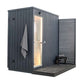 KUUT Outdoor Steam Sauna with visible door and chair.