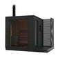 KUUT Outdoor wood-burning sauna M with glass door.