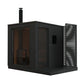 KUUT Outdoor wood-burning sauna M with glass door.