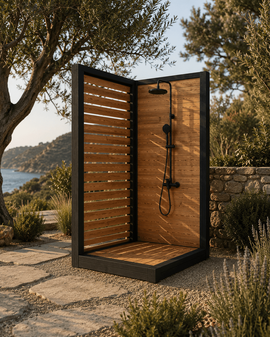 Standalone outdoor shower module