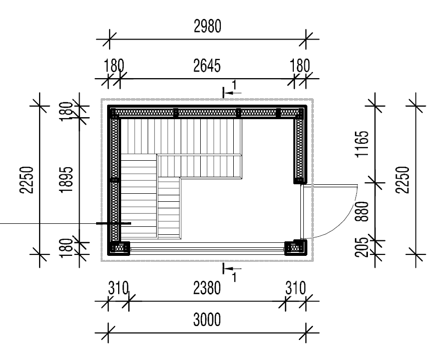 Blueprint from Saunamo Modular outdoor sauna