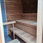 Sauna Saunamo Cubus with wooden benches.