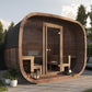 Sauna Saunamo Cubus with wood and glass structure.