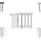 Technical drawing of the Saunamo Deluxe outdoor sauna.