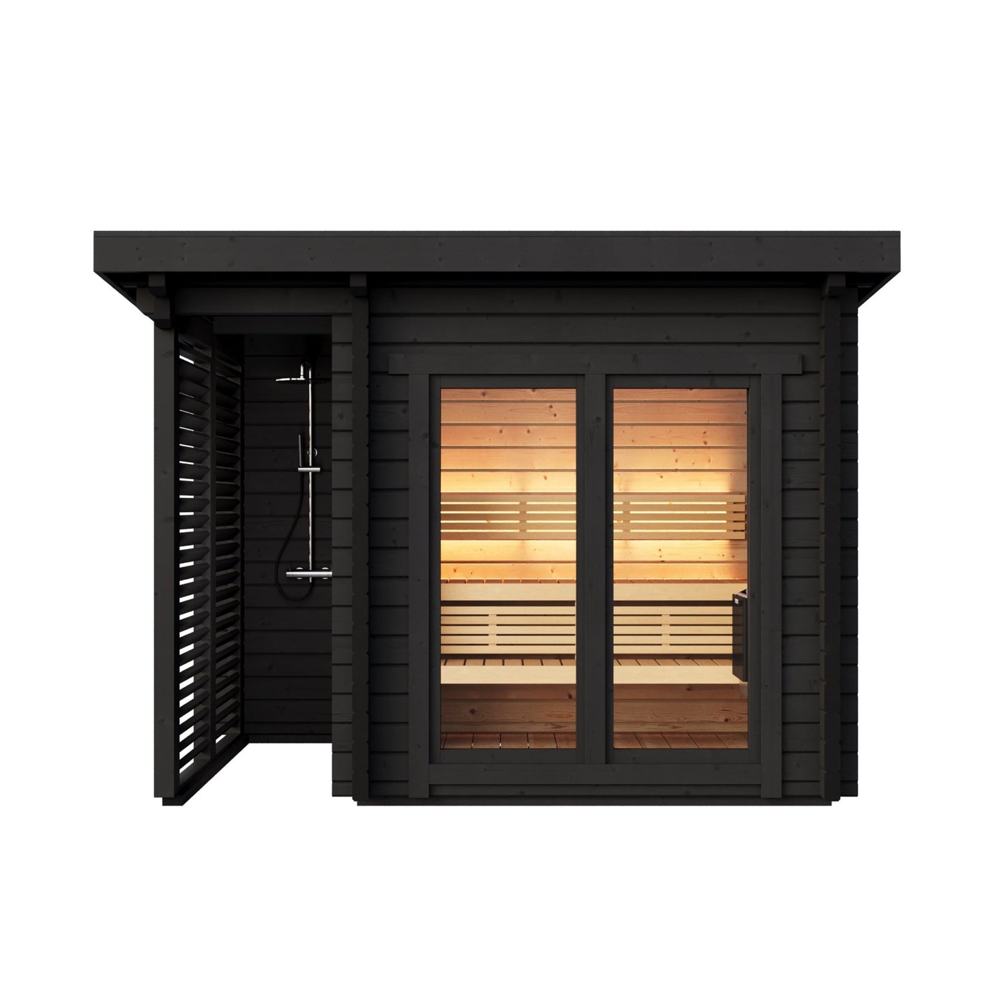 Sauna Saunamo Deluxe Plus with glass door and internal bench.