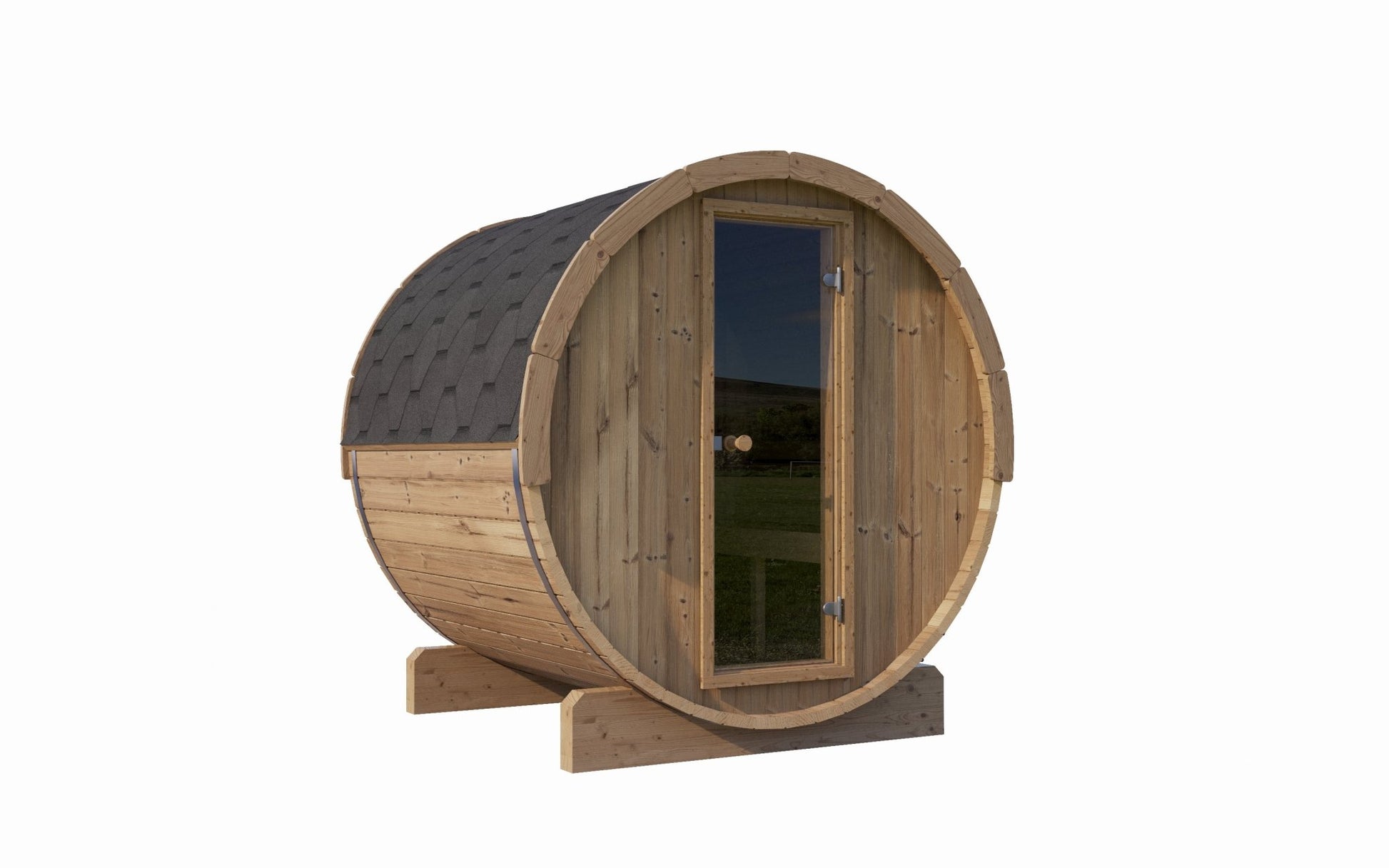 Barrel sauna Saunamo Ergo with door.