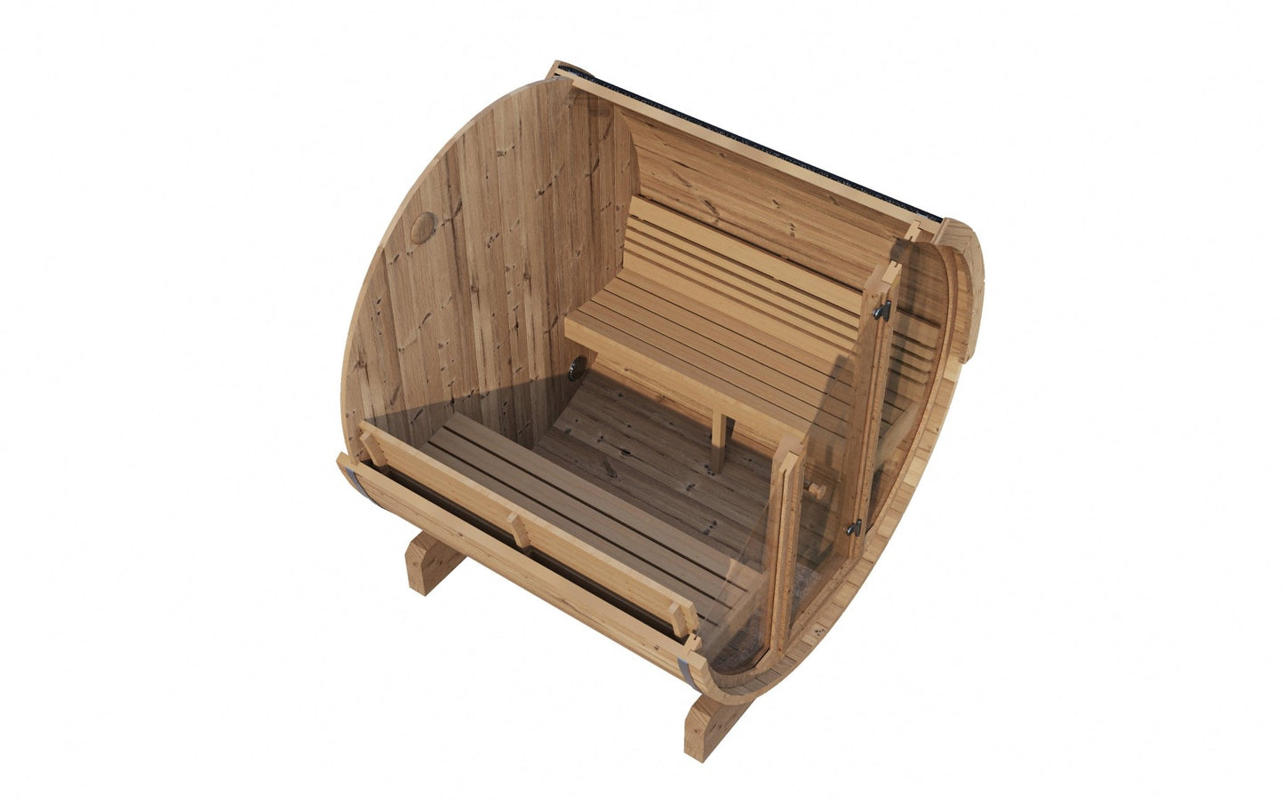 Barrel-shaped sauna bench Saunamo Ergo.