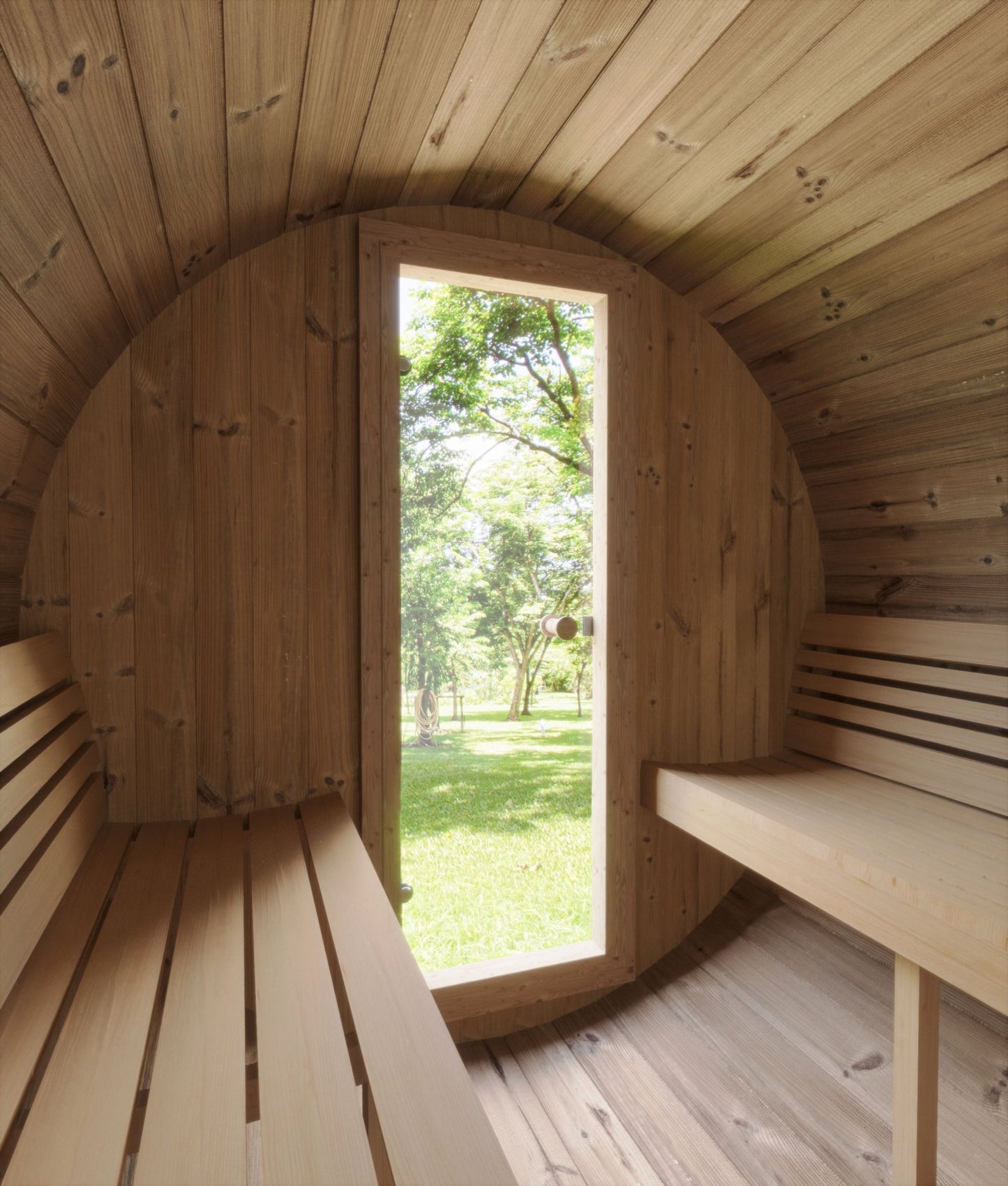 Sauna Saunamo Ergo indoors with window.