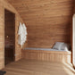 Spacious sauna Saunamo Hobbit 500 with 3 rooms and large windows.