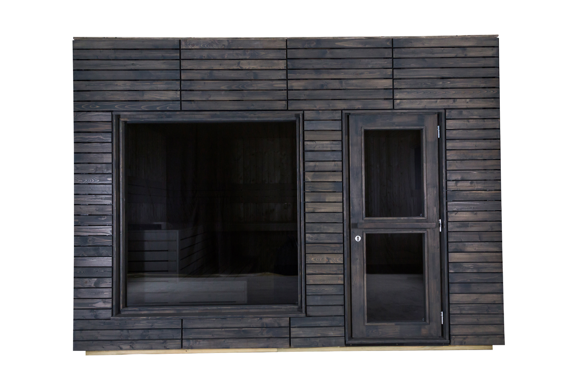 Large Alpine Insulated Outdoor Sauna with visible door and window.